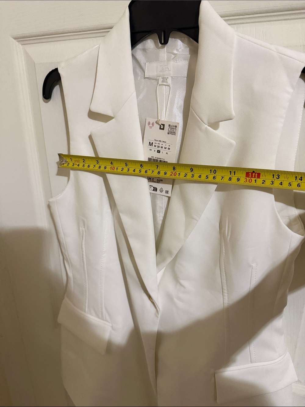Zara White Sleeveless Blazer Vest with Notched Lapel - Picture 7 of 9